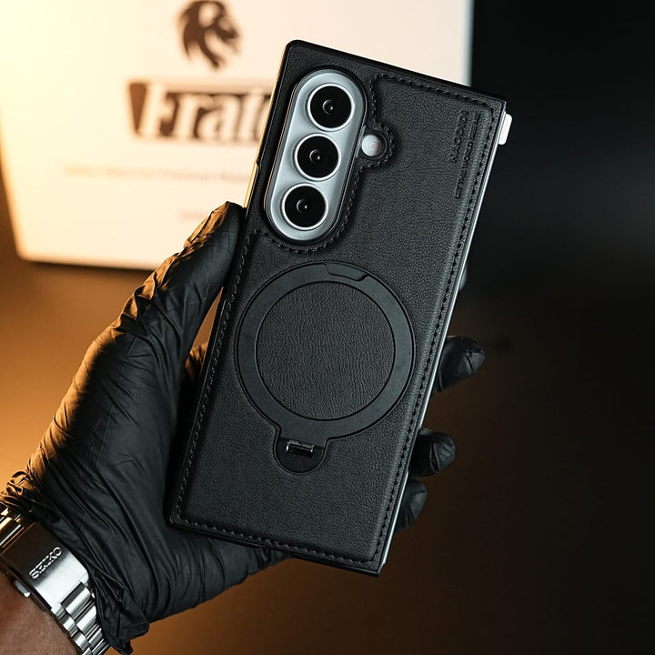 FRATO Z Fold 8 Series Stitched Leather Texture Case for Galaxy Z Fold 8 Ultra | Ring Stand and Front Frame