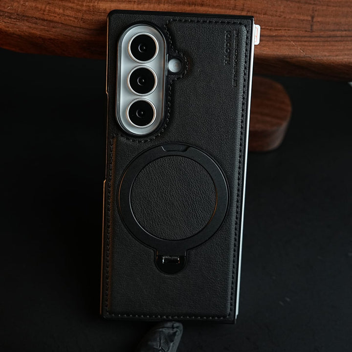 FRATO Z Fold 8 Series Stitched Leather Texture Case for Galaxy Z Fold 8 Ultra | Ring Stand and Front Frame