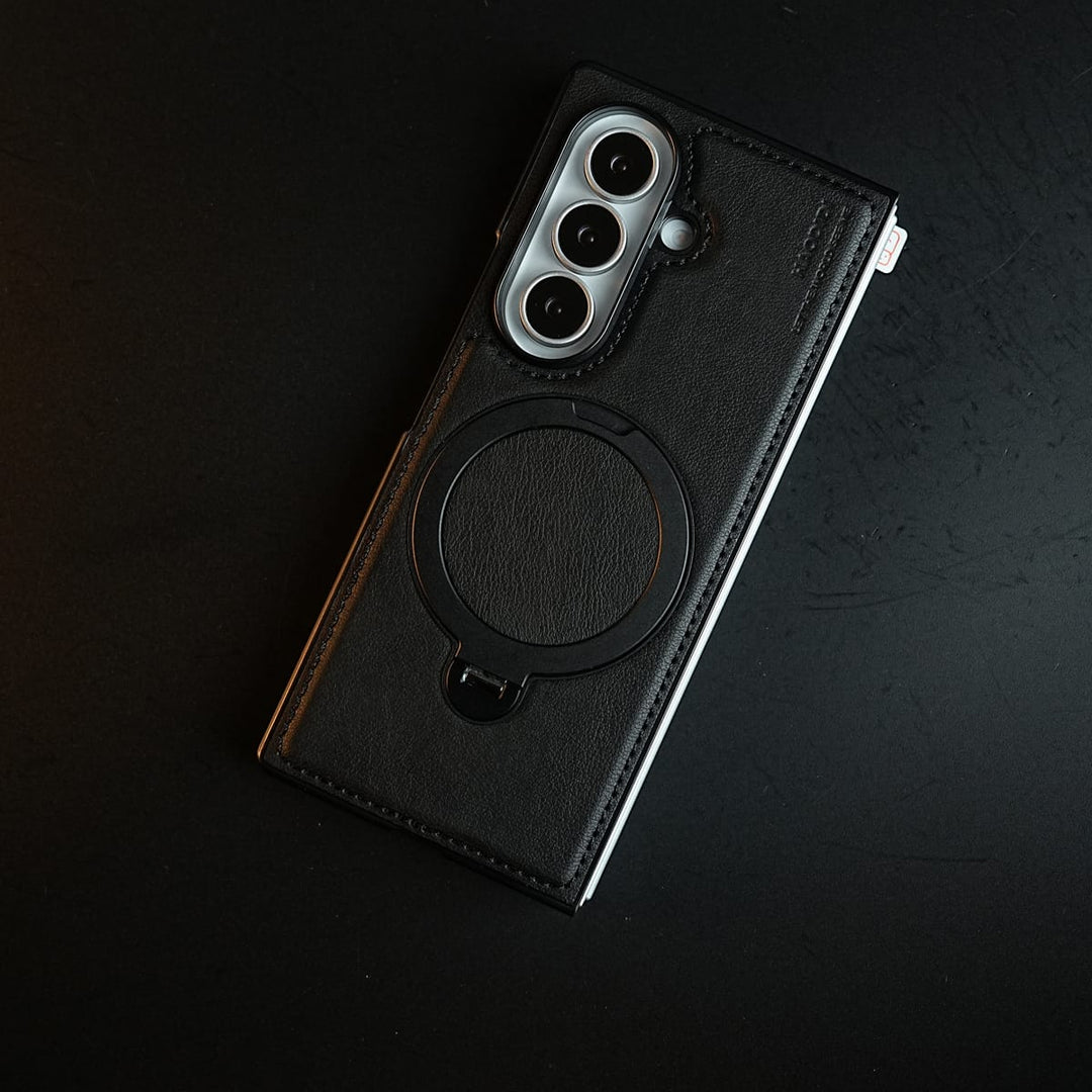 FRATO Z Fold 8 Series Stitched Leather Texture Case for Galaxy Z Fold 8 Ultra | Ring Stand and Front Frame