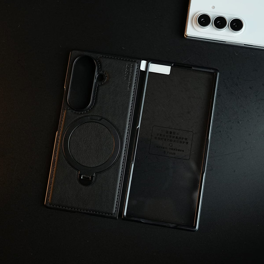 FRATO Z Fold 8 Series Stitched Leather Texture Case for Galaxy Z Fold 8 Ultra | Ring Stand and Front Frame