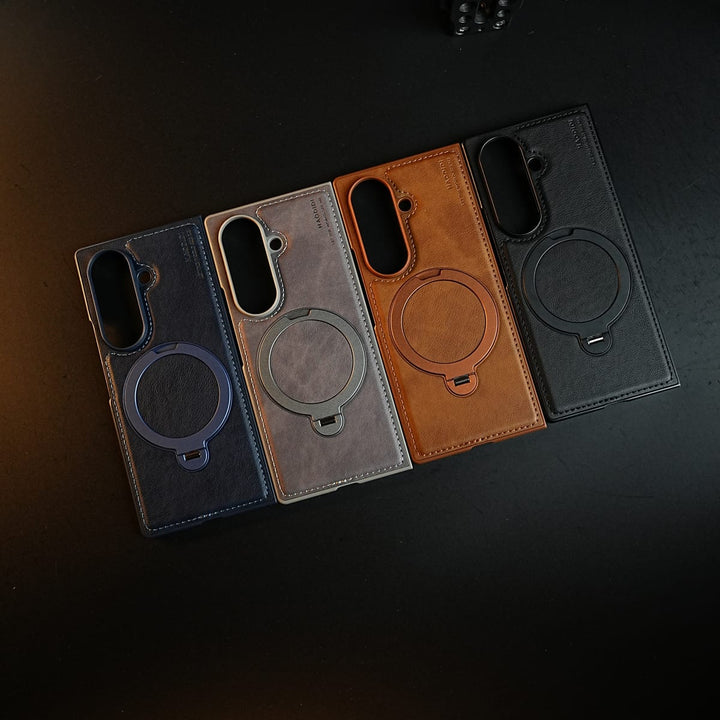 FRATO Z Fold 8 Series Stitched Leather Texture Case for Galaxy Z Fold 8 Ultra | Ring Stand and Front Frame