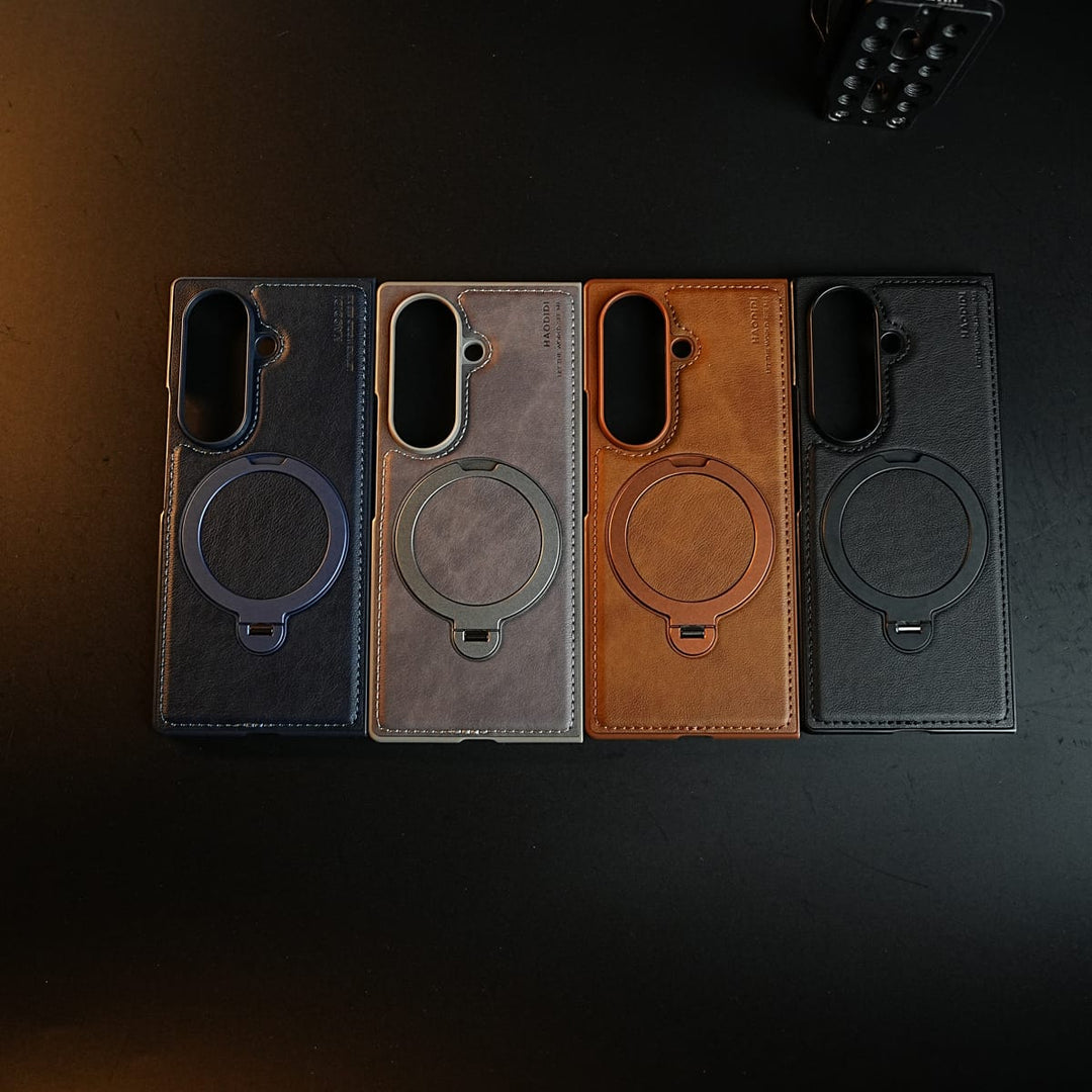 FRATO Z Fold 8 Series Stitched Leather Texture Case for Galaxy Z Fold 8 Ultra | Ring Stand and Front Frame