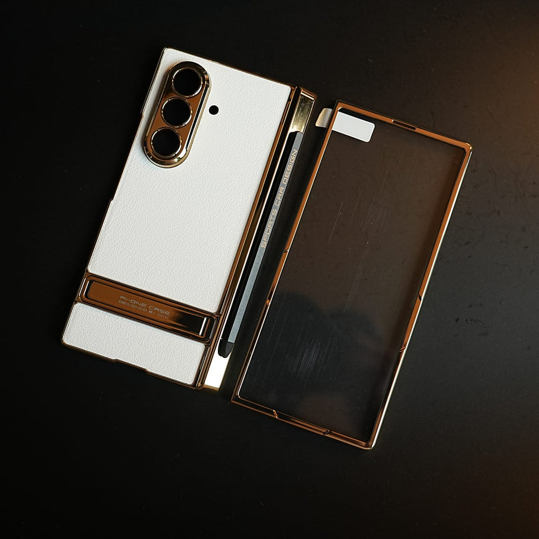 FRATO Z Fold 8 Series Texture Case with Metallic Stand for Galaxy Z Fold 8 Ultra | Protective Front Frame