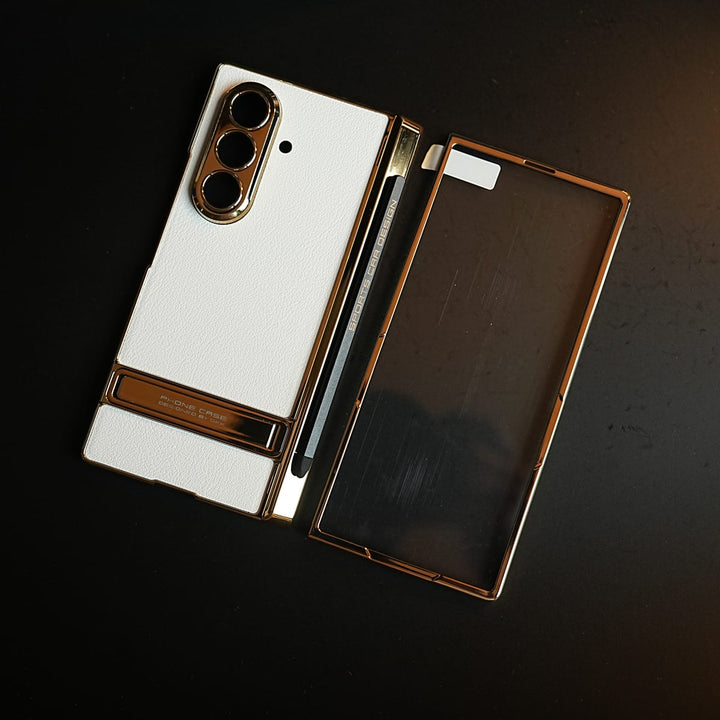 FRATO Z Fold 8 Series Texture Case with Metallic Stand for Galaxy Z Fold 8 Ultra | Protective Front Frame