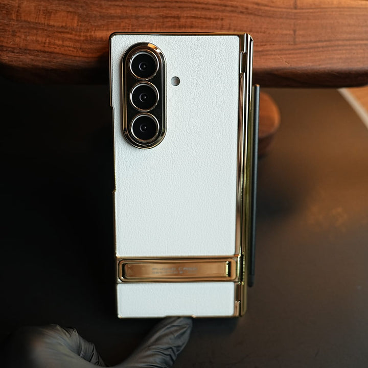 FRATO Z Fold 8 Series Texture Case with Metallic Stand for Galaxy Z Fold 8 Ultra | Protective Front Frame
