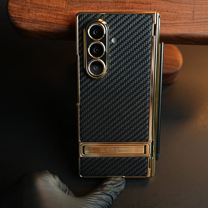 FRATO Z Fold 8 Series Texture Case with Metallic Stand for Galaxy Z Fold 8 Ultra | Protective Front Frame