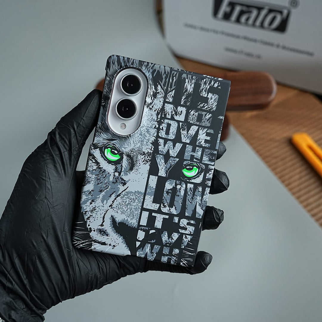 FRATO Z Fold 8 Series Tiger Graphic Bold Typography Design Case For Samsung Galaxy Z Fold 8