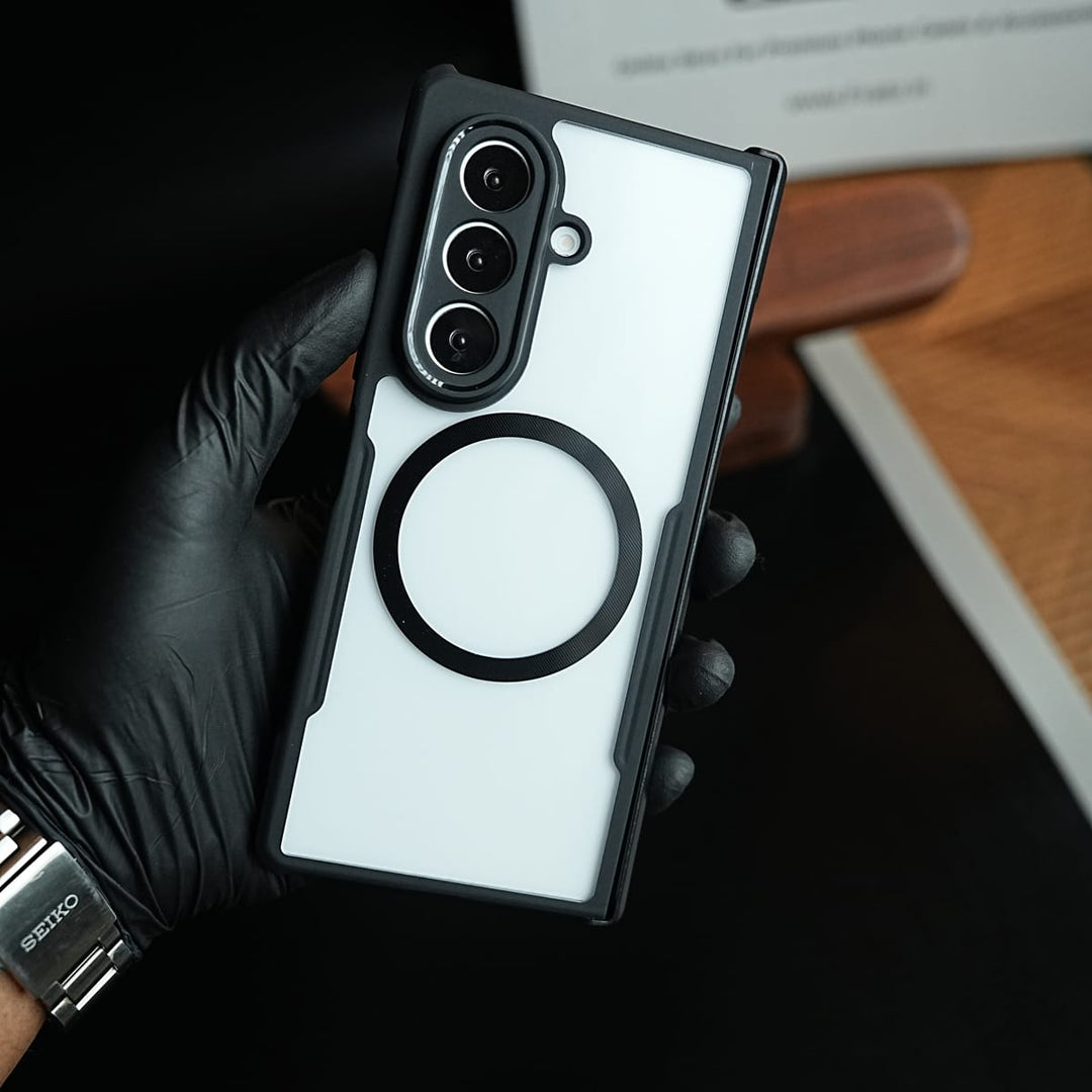 FRATO Z Fold 8 Series Transparent Back Case for Galaxy Fold 8 Ultra Magsafe Shockproof Airbags Bumper