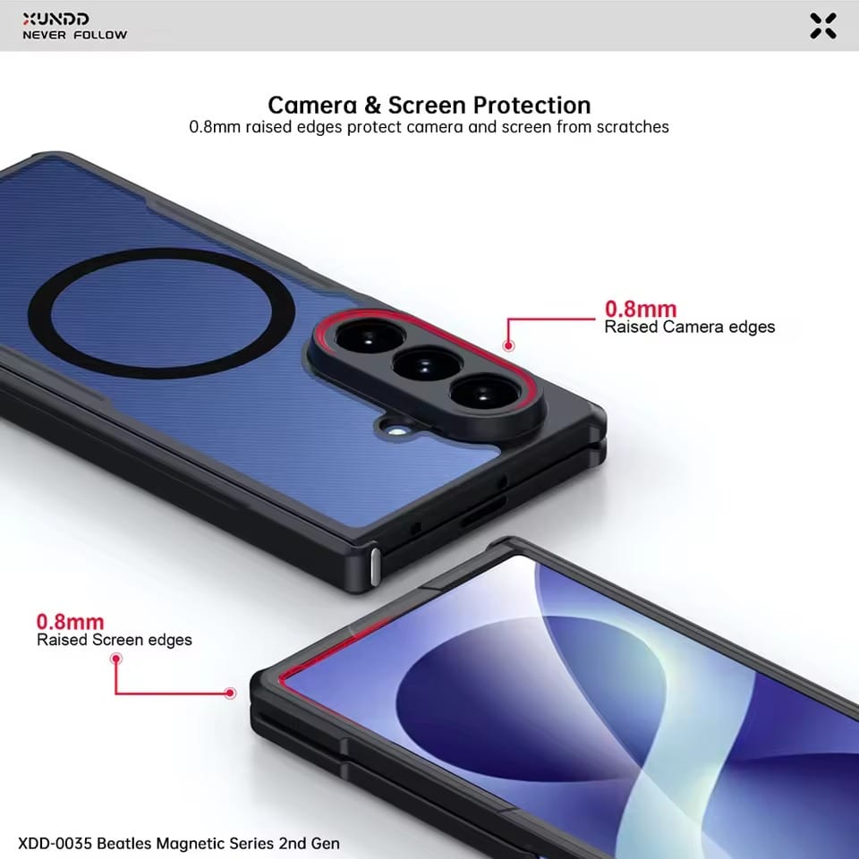 FRATO Z Fold 8 Series Transparent Back Case for Galaxy Fold 8 Ultra Magsafe Shockproof Airbags Bumper