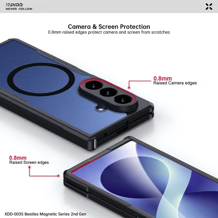 FRATO Z Fold 8 Series Transparent Back Case for Galaxy Fold 8 Ultra Magsafe Shockproof Airbags Bumper