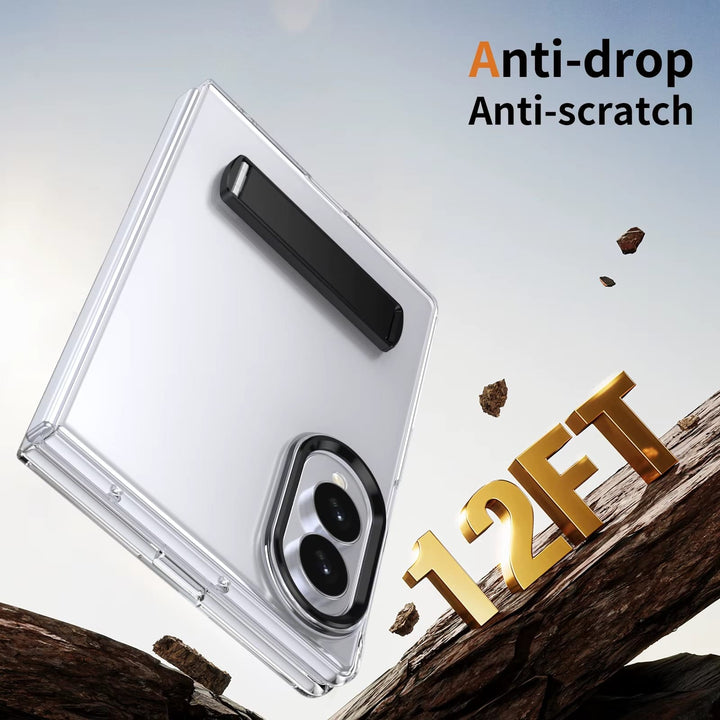 FRATO Z Fold 8 Series Transparent Braket Metal Stand Case for Samsung Galaxy Z Fold 8 | Built-In Front Glass