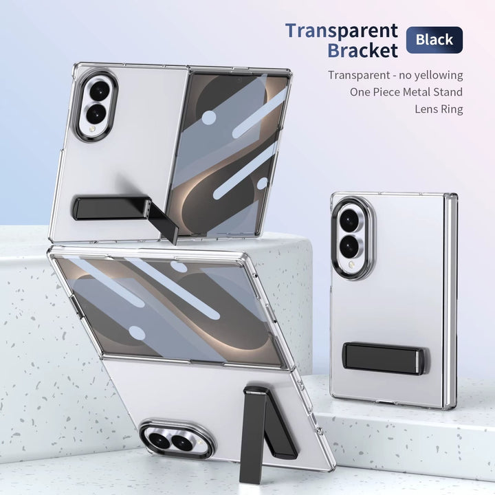 FRATO Z Fold 8 Series Transparent Braket Metal Stand Case for Samsung Galaxy Z Fold 8 | Built-In Front Glass