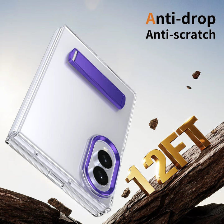 FRATO Z Fold 8 Series Transparent Braket Metal Stand Case for Samsung Galaxy Z Fold 8 | Built-In Front Glass