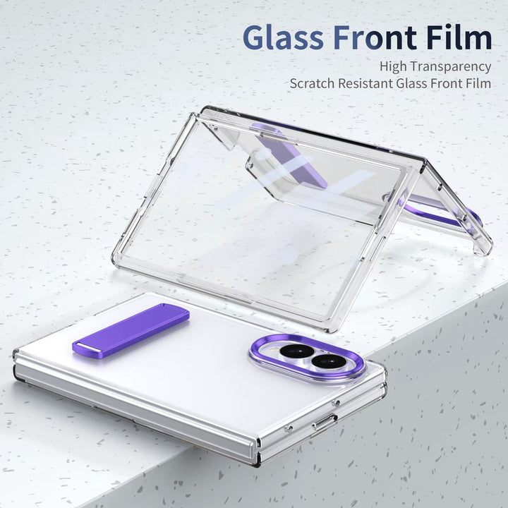 FRATO Z Fold 8 Series Transparent Braket Metal Stand Case for Samsung Galaxy Z Fold 8 | Built-In Front Glass