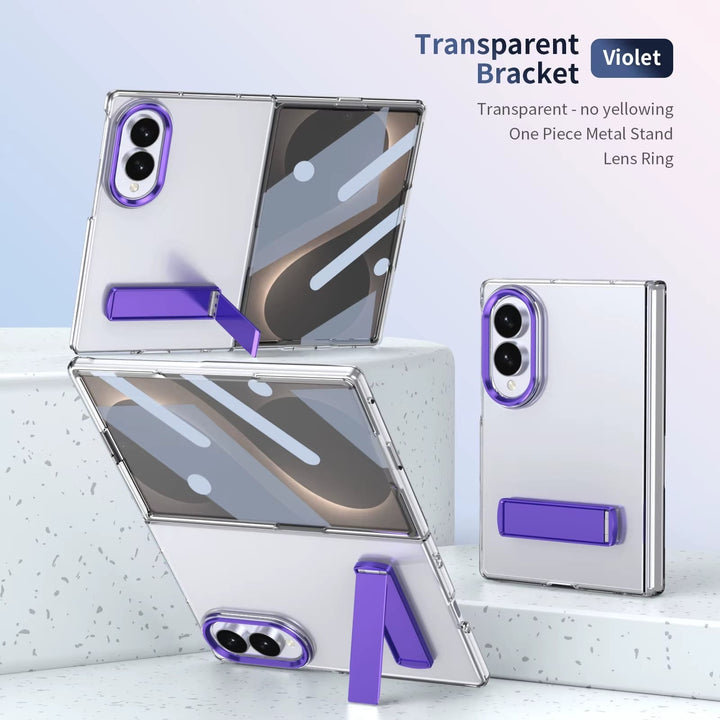 FRATO Z Fold 8 Series Transparent Braket Metal Stand Case for Samsung Galaxy Z Fold 8 | Built-In Front Glass