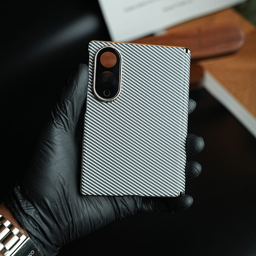 FRATO Z Fold 8 Series White Carbon Fiber Texture Slim Case For Samsung Galaxy Z Fold 8 | Hinge Protection