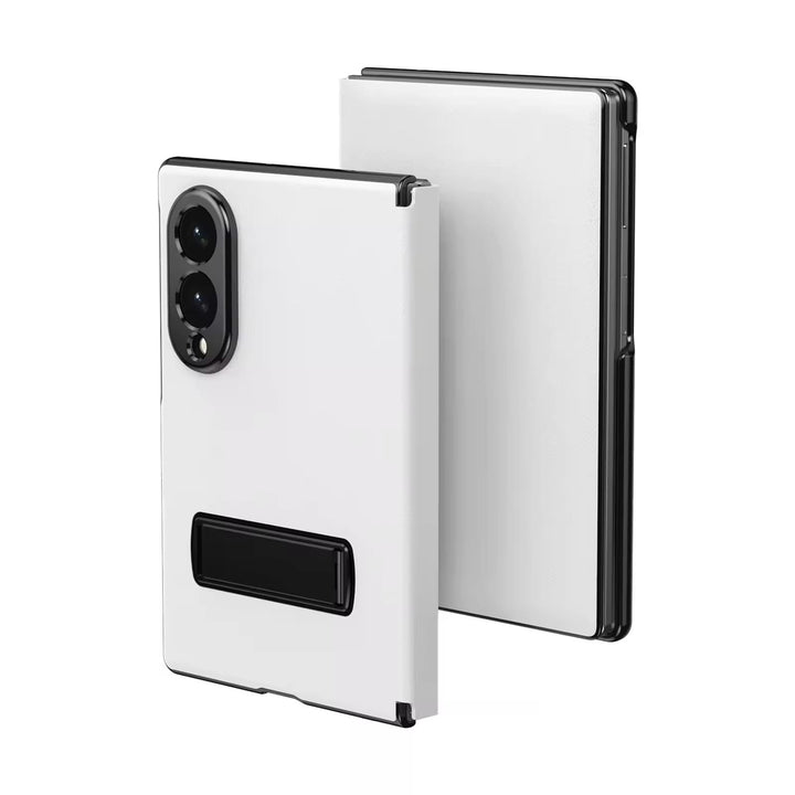 FRATO Z Fold 8 Series White Flip Cover with Metal Kickstand for Samsung Galaxy Z Fold 8 | PU Leather Protective Case