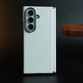 Leather Chrome Plated Case with Front Glass Protection For Samsung Galaxy Z Fold 8 Ultra | Premium Textured Finish