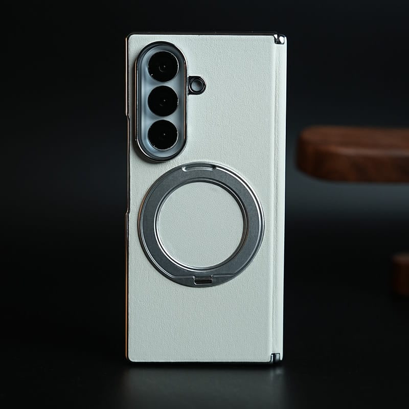 FRATO Z Fold 8 Series White Premium Back Case for Samsung Galaxy Z Fold 8 Ultra | Hinge Protection &amp; Rotating Metal Ring Stand