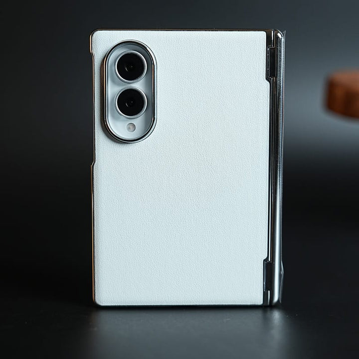FRATO Z Fold 8 Series White Premium Leather Back Case for Samsung Galaxy Z Fold 8 | Hinge Protection &amp; Magnetic Charging Support