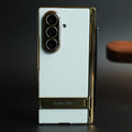 Textured Case with Metallic Stand for Galaxy Z Fold 7 | Protective Front Frame