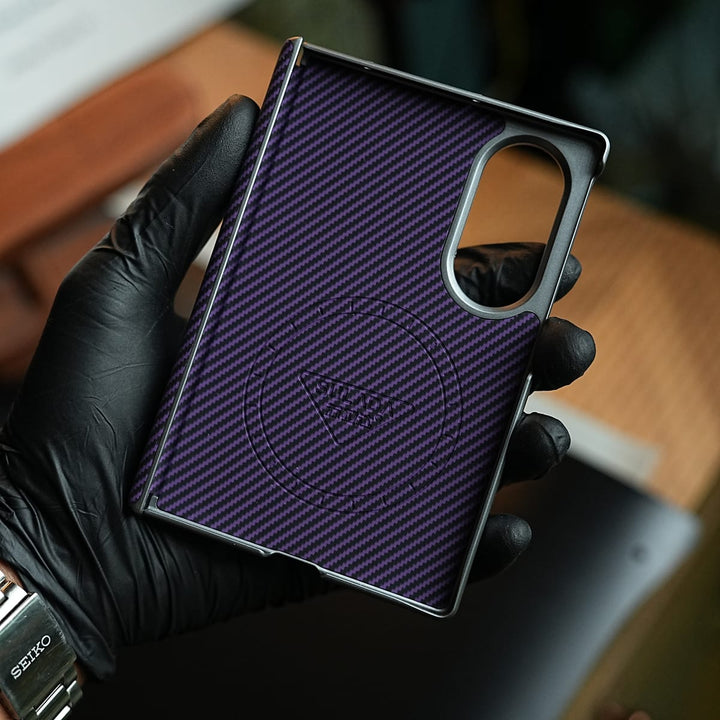 FRATO Z Fold 8 Series Woven Sunset Moonrise Texture Leather Back Case For Samsung Galaxy Z Fold 8 | Magnetic Ring