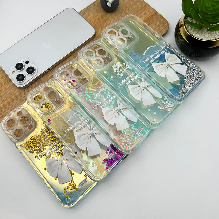 iPhone Cute Bowknot Liquid Glitter Case Cover