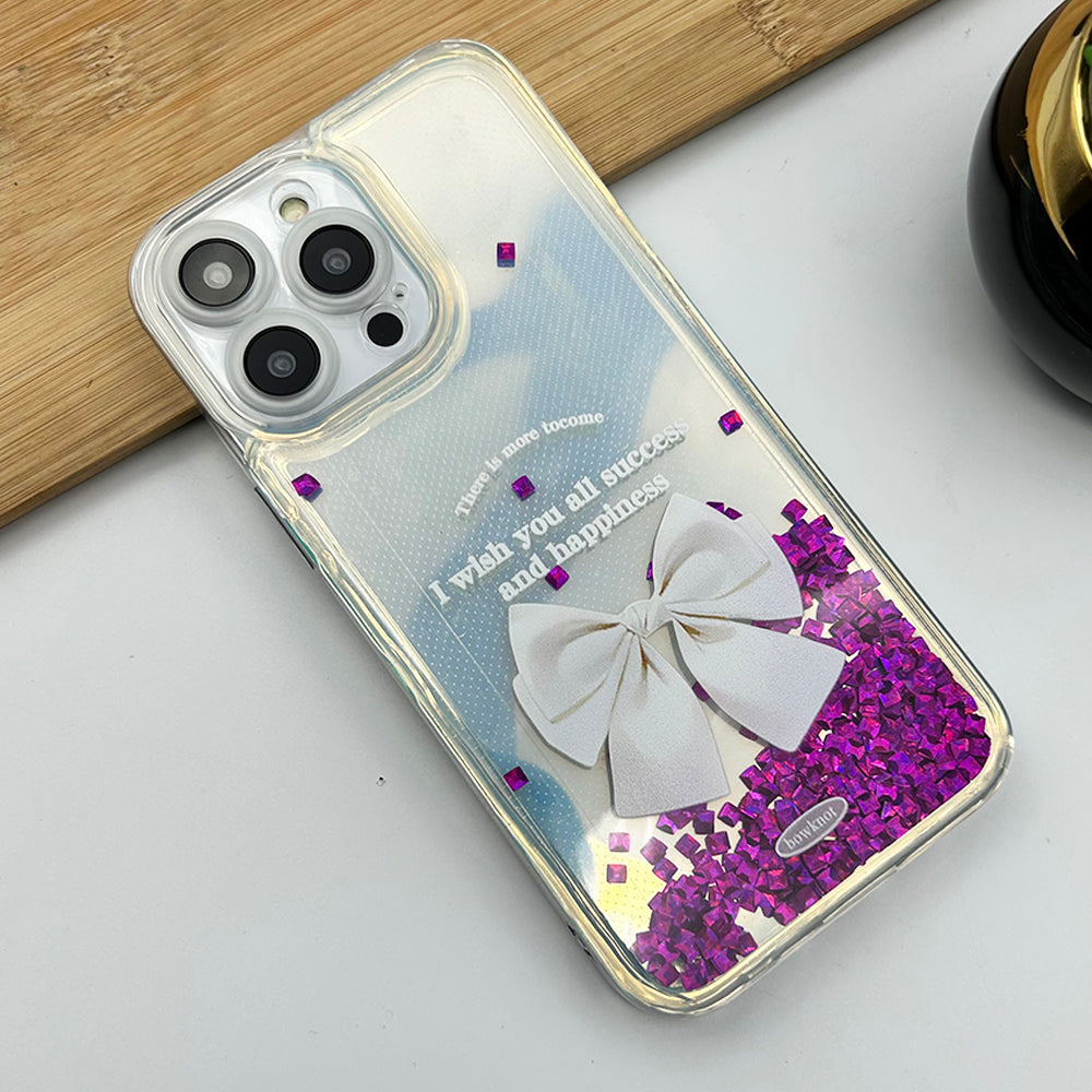 iPhone Cute Bowknot Liquid Glitter Case Cover