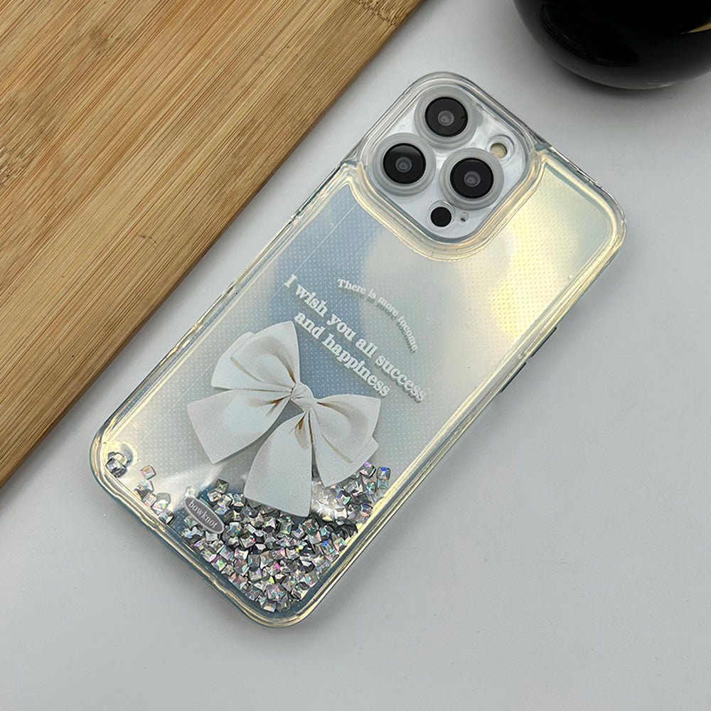 iPhone Cute Bowknot Liquid Glitter Case Cover