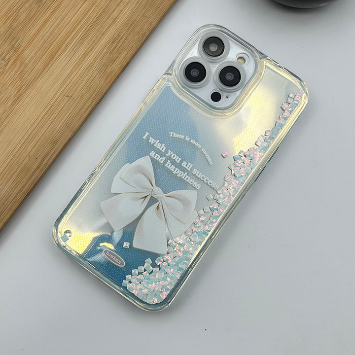 iPhone Cute Bowknot Liquid Glitter Case Cover