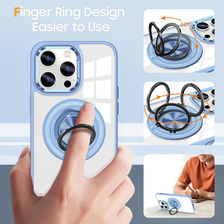 iPhone 15 Series Transparent Magnetic Rotating Ring Holder Magsafe Case Cover