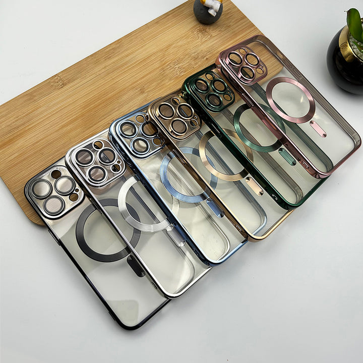 iPhone Luxury Magsafe Magnetic Transparent Phone Case With Lens Protector