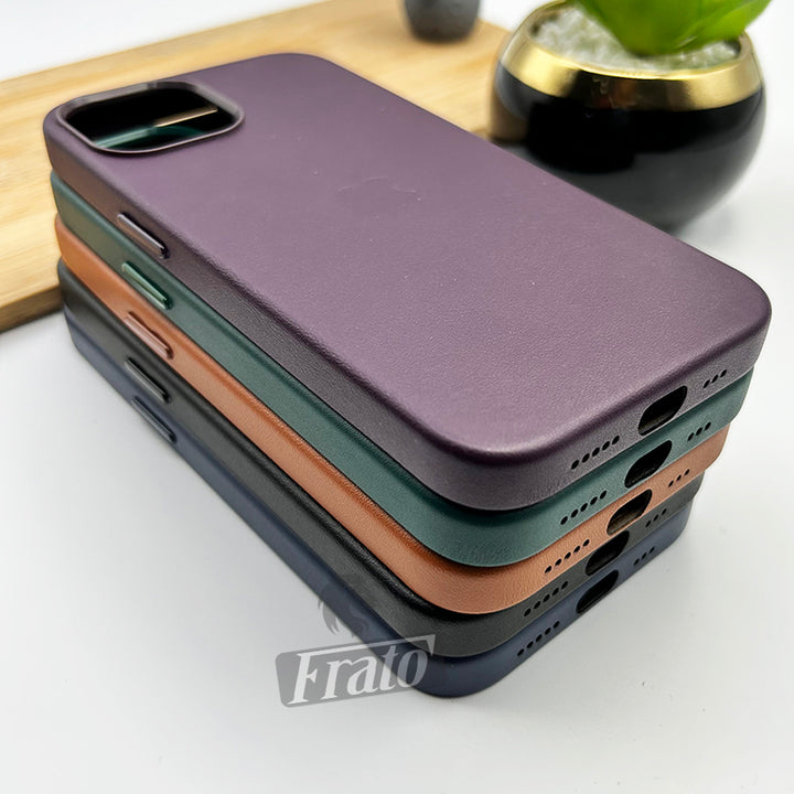 iPhone Luxury Leather Texture With Logo Shockproof Case Cover