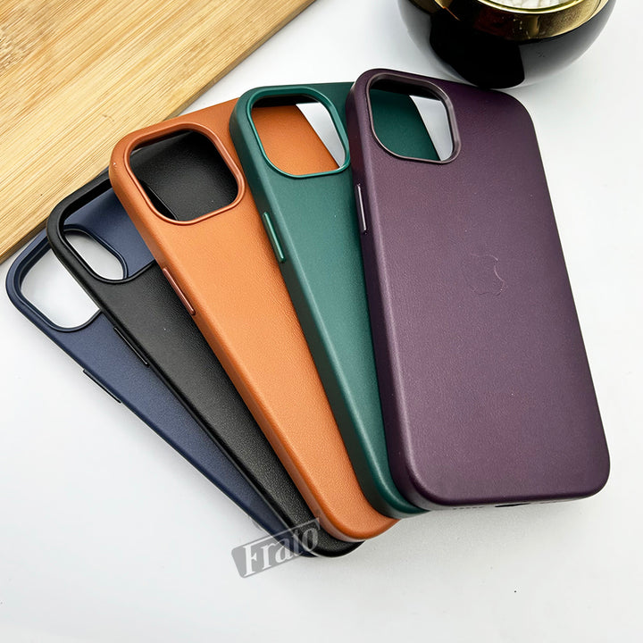 iPhone Luxury Leather Texture With Logo Shockproof Case Cover