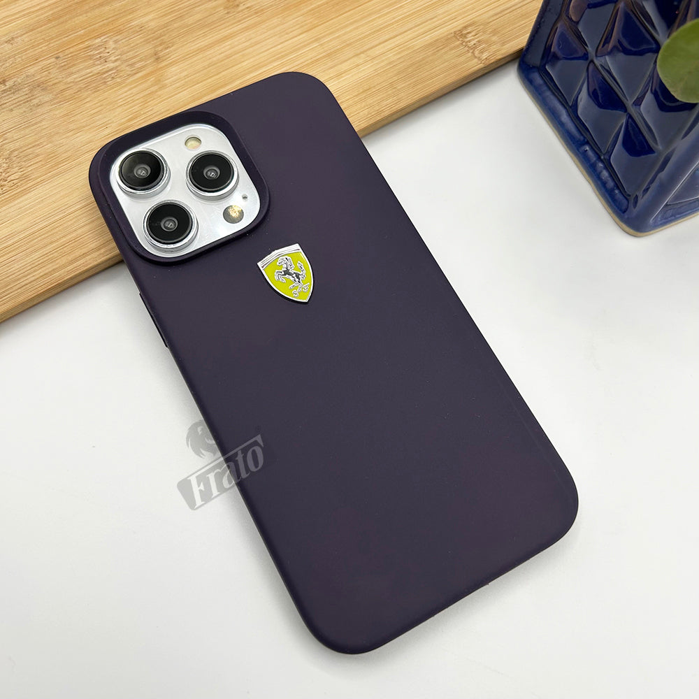 iPhone Ferrari Sports Car Logo Silicone Case Cover Deep Purple