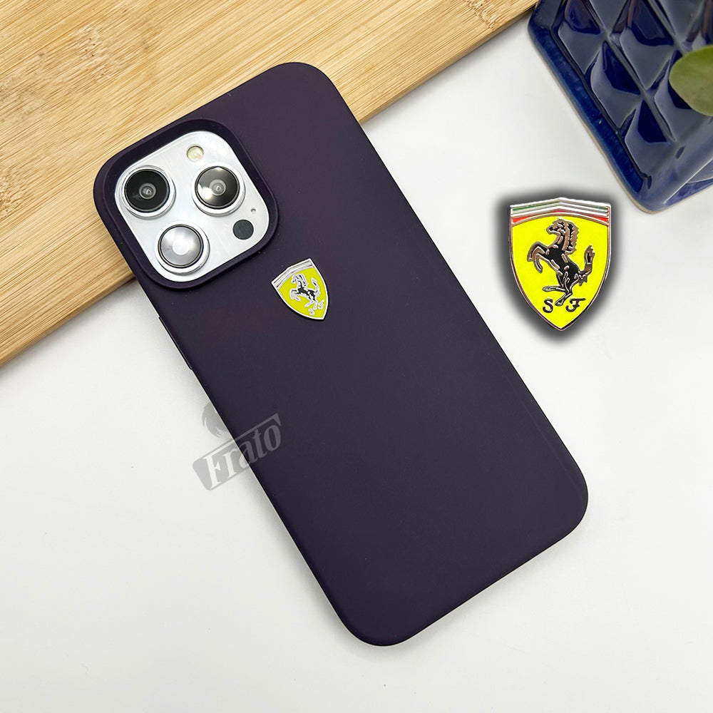 iPhone Ferrari Sports Car Logo Silicone Case Cover Deep Purple