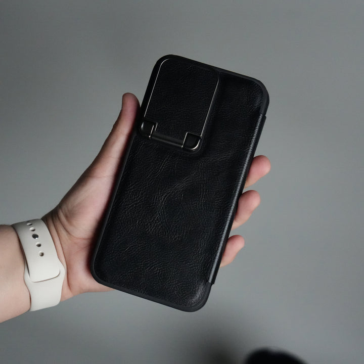 iPhone 13 Series Flip Case With Metal Camera Stand