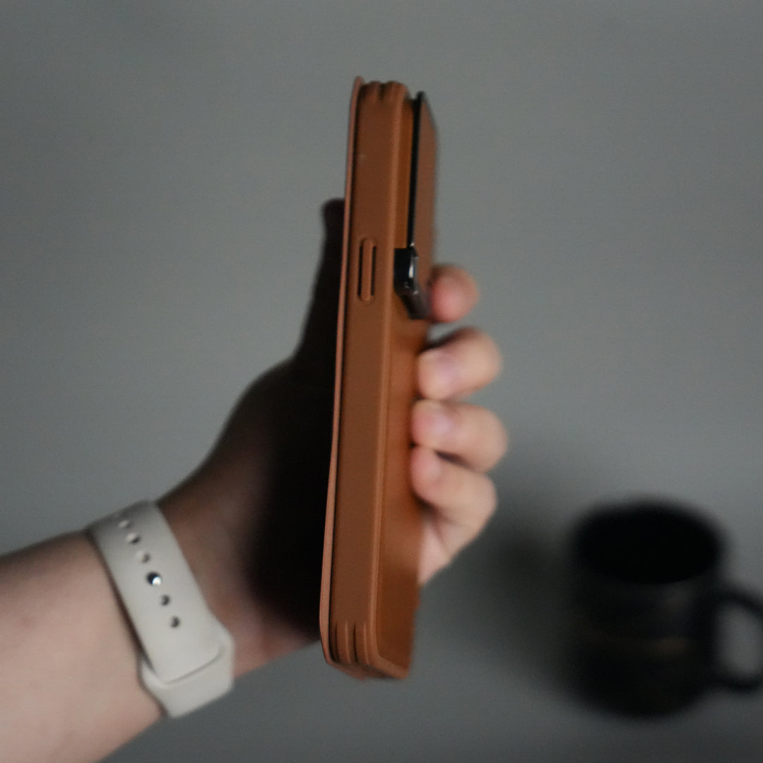 iPhone 13 Series Flip Case With Metal Camera Stand