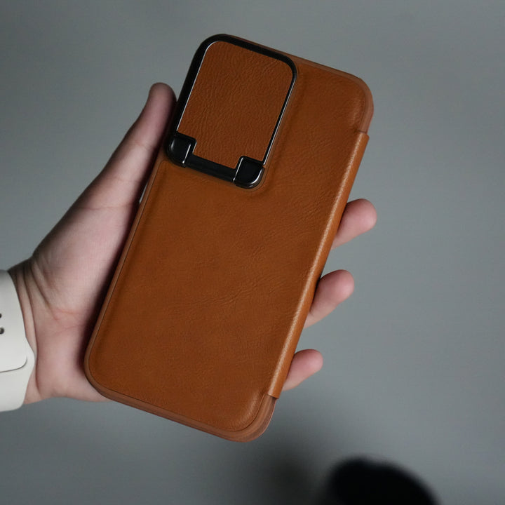 iPhone 13 Series Flip Case With Metal Camera Stand