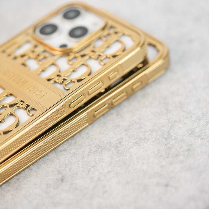 iPhone 16 Series Luxury Brand CD Chrome Case Cover