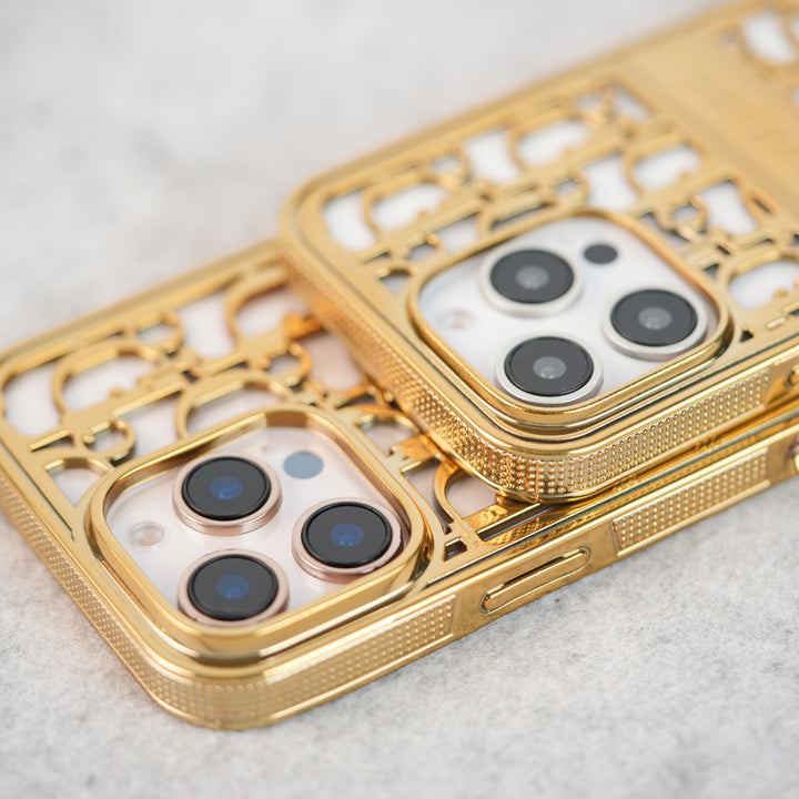 iPhone 16 Series Luxury Brand CD Chrome Case Cover