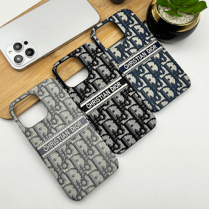 iPhone 16 Series Luxury CD Brand Fabric Design Cover