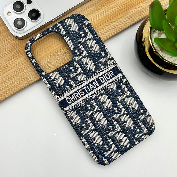 iPhone 16 Series Luxury CD Brand Fabric Design Cover