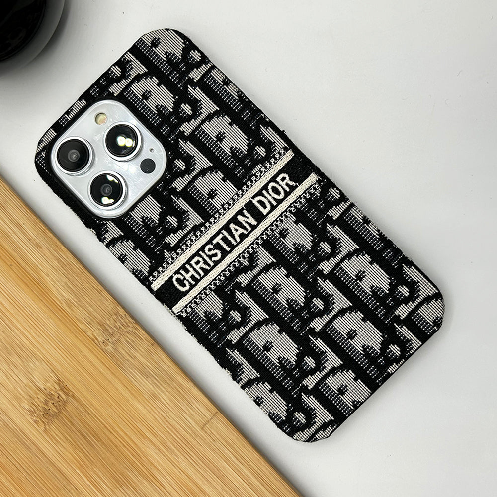 iPhone 16 Series Luxury CD Brand Fabric Design Cover