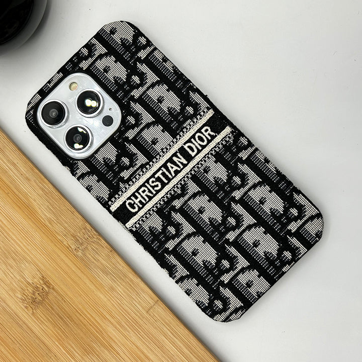 iPhone 16 Series Luxury CD Brand Fabric Design Cover