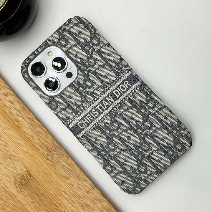 iPhone 16 Series Luxury CD Brand Fabric Design Cover