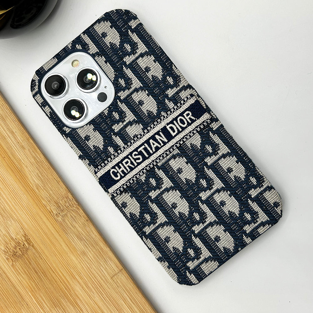 iPhone 16 Series Luxury CD Brand Fabric Design Cover
