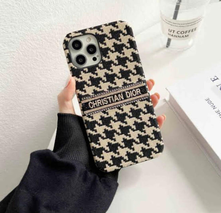 iPhone 16 Series Luxury CD Brand Fabric Design Cover