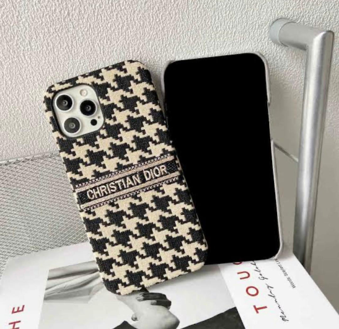 iPhone 16 Series Luxury CD Brand Fabric Design Cover