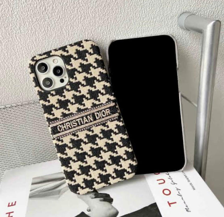 iPhone 16 Series Luxury CD Brand Fabric Design Cover